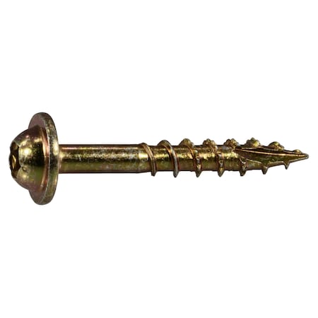 Saberdrive Wood Screw, #9, 1-1/4 in, Zinc Yellow Steel Flange Round Head Torx Drive, 814 PK 54091